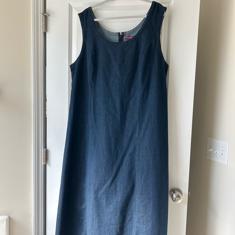 Jessica London Sleeveless Denim Full Length Dress